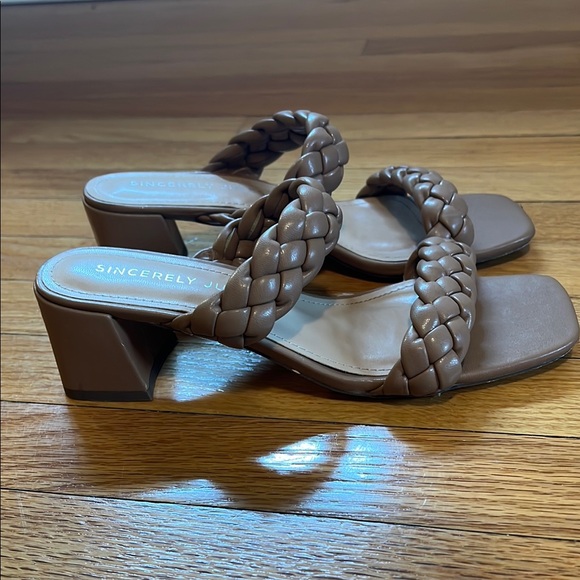 Sincerly Jules Brown Braided Heels - Picture 1 of 4
